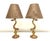 A set of small dolphin-shaped table lamps made of gilded brass and green marble. Attractive design and detailing. Very...