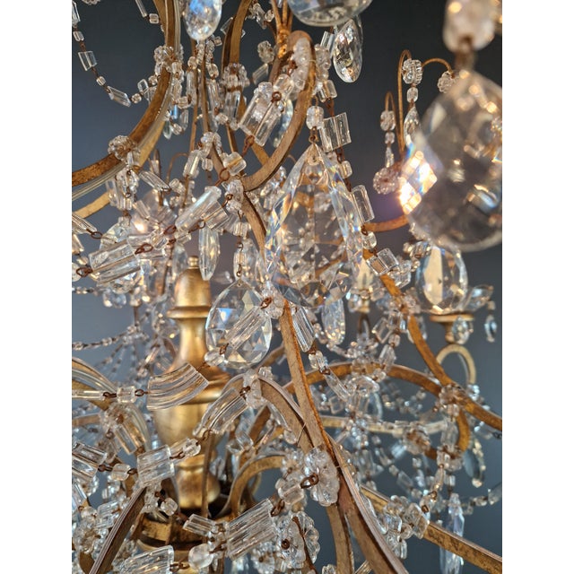 Late 19th Century Large Crystal Rustic Antique Chandelier Classic Traditional Solid Wide Glass For Sale - Image 11 of 15