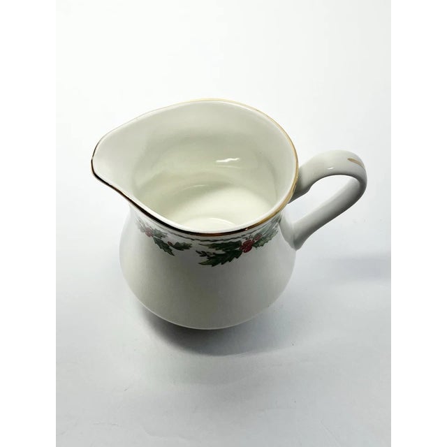 White 1990s 4-Piece Christmas “Holly” Porcelain Dinnerware Serving Hostess Set from Centurion Collection For Sale - Image 8 of 10