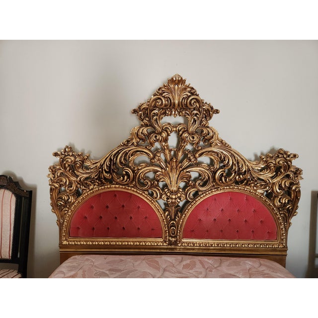 Late 20th Century Italian Hand-Carved Gilt Bed | Baroque / Rococo Style For Sale - Image 14 of 16