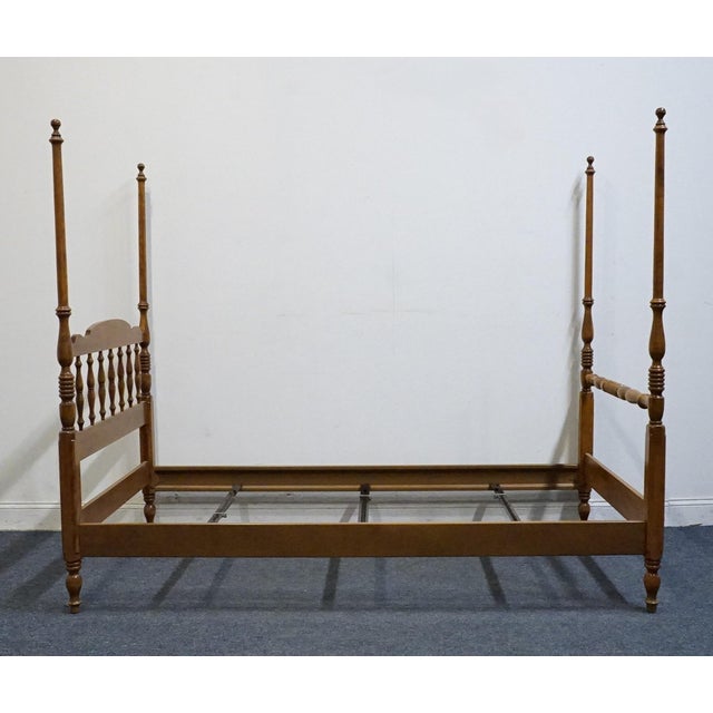 Brown Ethan Allen Heirloom Nutmeg Maple Colonial Early American Style Twin Size Four Poster Bed 10-5631 For Sale - Image 8 of 12