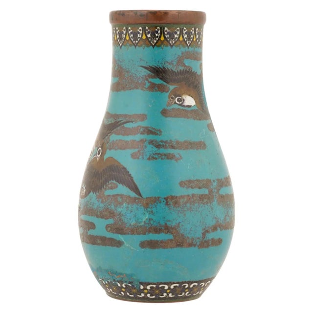 Japanese Cloisonne Enamel Vase Sparrows Meiji Period Nagoya School For Sale In New York - Image 6 of 8
