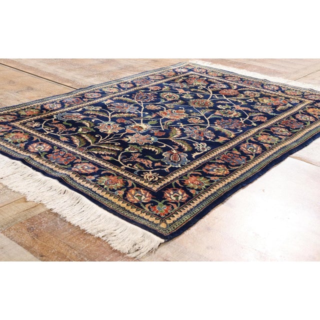 Navy Blue Vintage Navy Blue Chinese Tabriz Rug, 04'01 X 05'09 For Sale - Image 8 of 10