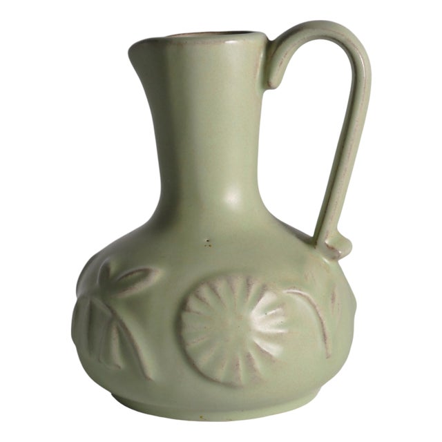 Celadon Green Relief Vase by Anna-Lisa Thomson for Upsala Ekeby, 1940s For Sale