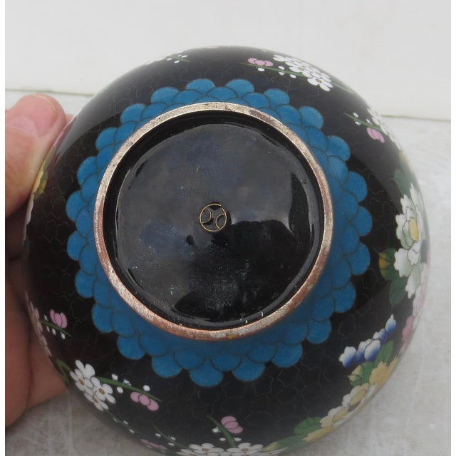 Black Chinese Enamel Flower Bowl Circa 20th For Sale - Image 8 of 8