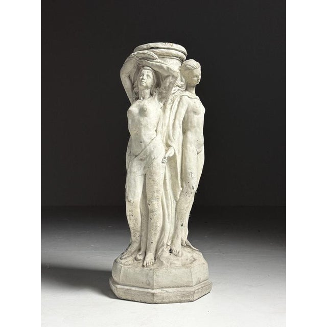 White Concrete Column the Three Graces Garden Statue For Sale - Image 8 of 16