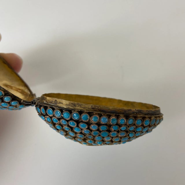 Mid 20th Century Vintage Tibetan Gau Prayer Box With Turquoise Colored Stones – Brass Gilt, Mid-20th Century For Sale - Image 5 of 10