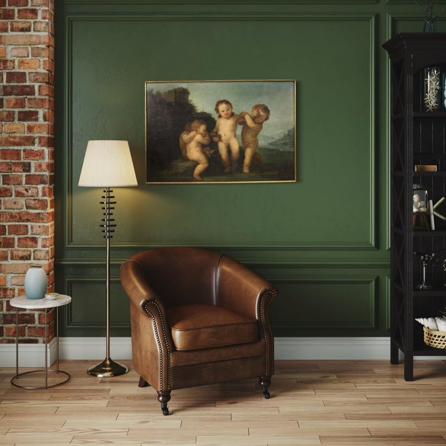 Unknown, Cherubs Game, 1760, Oil on Canvas, Framed For Sale - Image 14 of 17