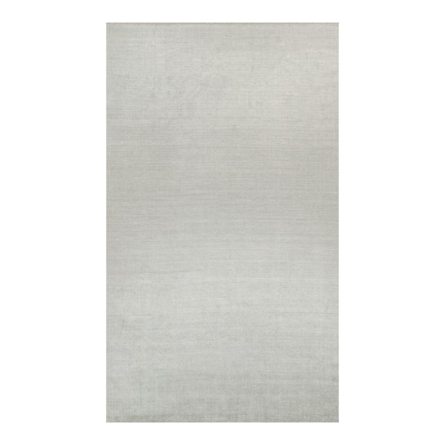 2010s Rug & Kilim’s Plain Modern Rug in Solid Silver-Gray Tone-on-Tone - 11x19 For Sale
