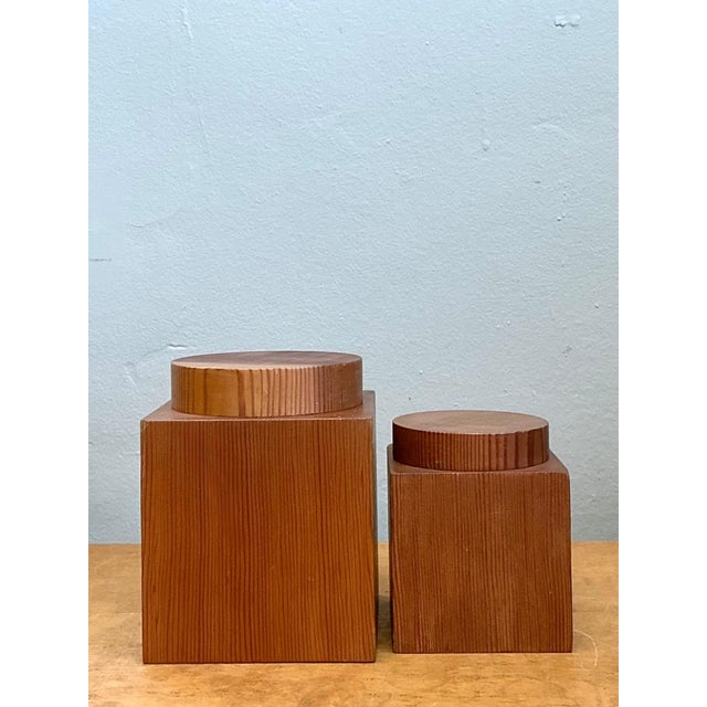 Brown Vintage Square Wood Storage Boxes - Set of 2 For Sale - Image 8 of 12