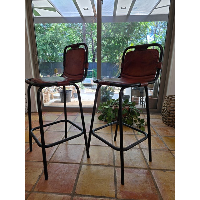 1960s Pair of Leather Bar Stools For Sale - Image 14 of 18