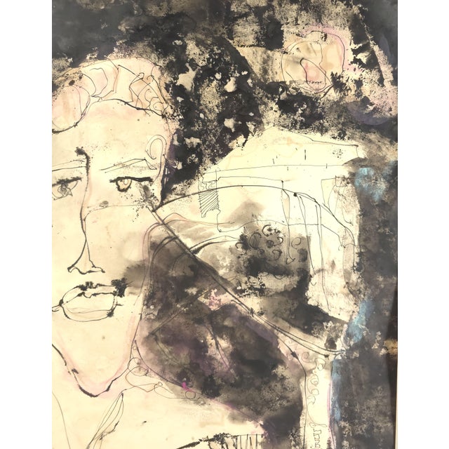 Abstract expressionism mixed media ink gouache painting of a man. When Charles Keeling Lassiter [1926-2005] broke from the...