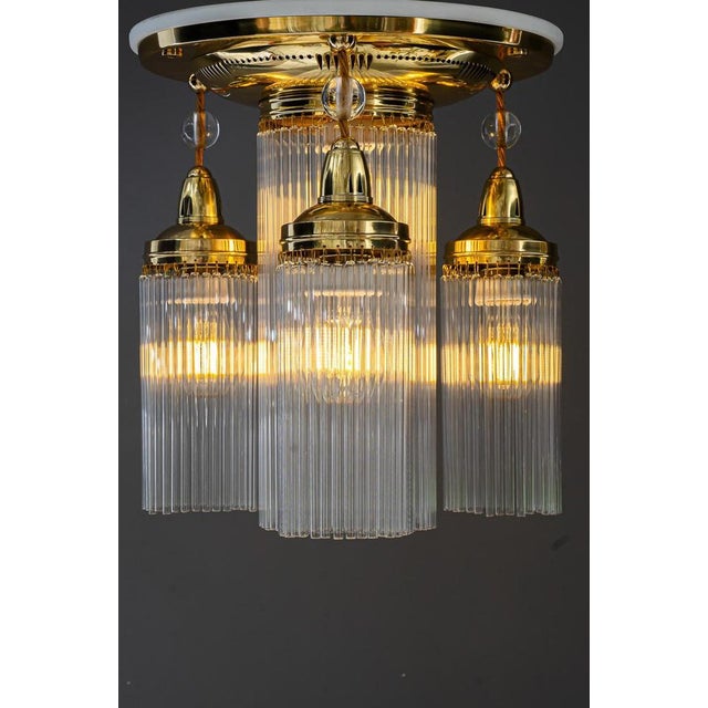 1920s Art Deco Ceiling Lamp with Glass Sticks, 1920s For Sale - Image 5 of 17