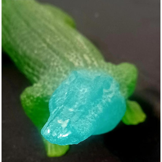 Art Deco Rare Retired HTF Daum France Large Crystal Green Alligator Figurine Pate-De-Verre 20" For Sale - Image 3 of 12