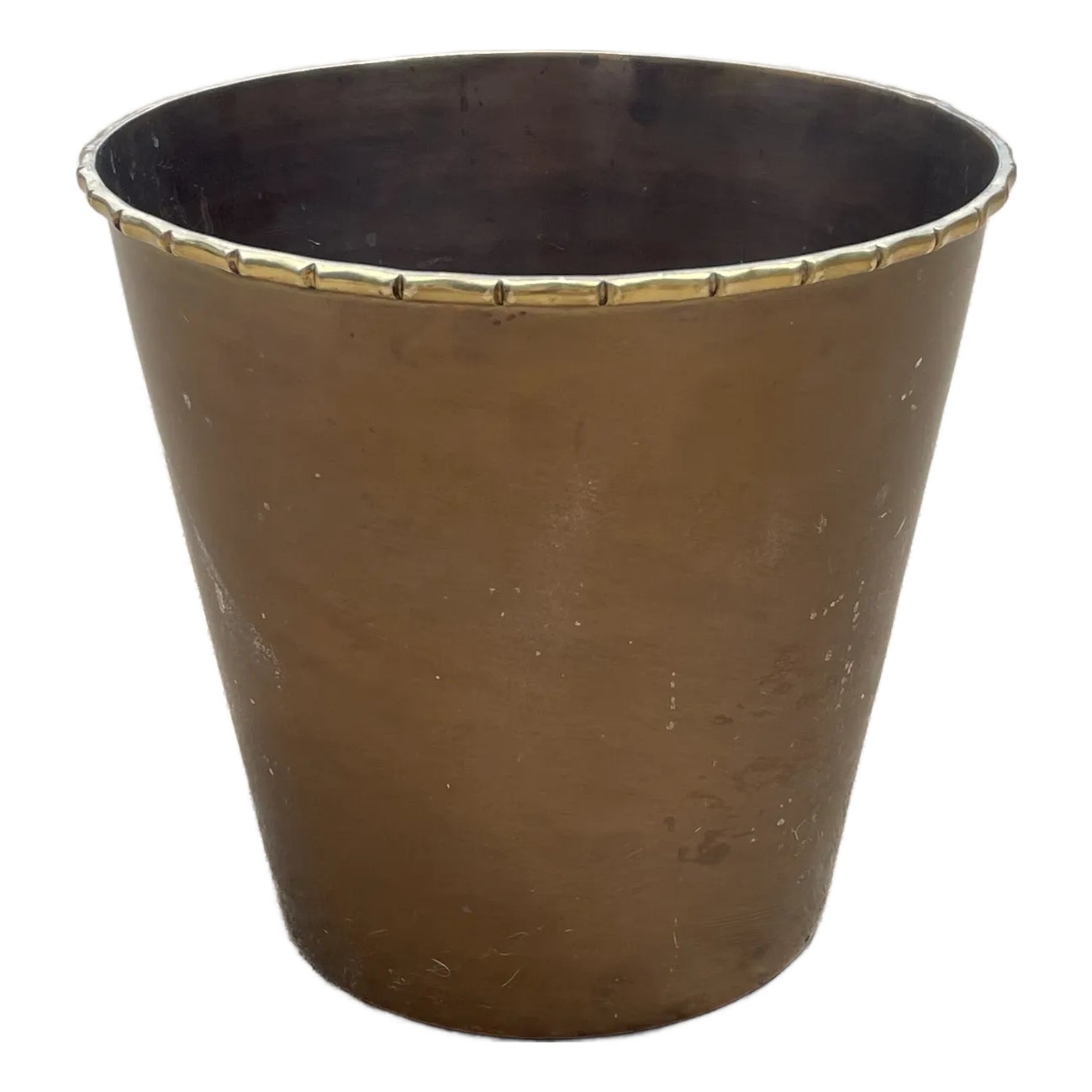 Brass Faux Bamboo Rim Waste Basket | Chairish