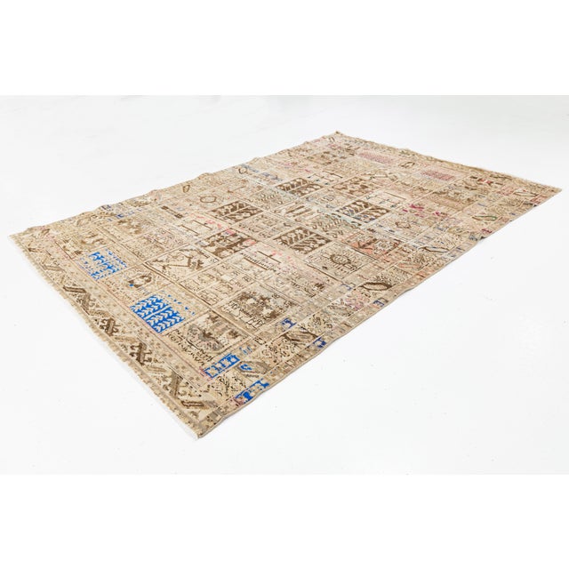 Vintage Wool Rug in Earthy Neutrals & Vibrant Accent Motifs For Sale - Image 10 of 10