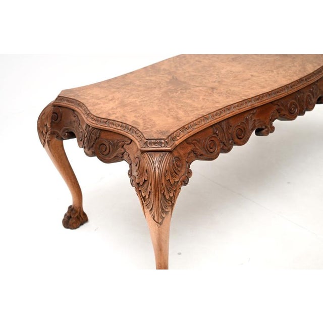 Vintage Queen Anne Style Burr Walnut Coffee Table, 1920 For Sale - Image 6 of 8