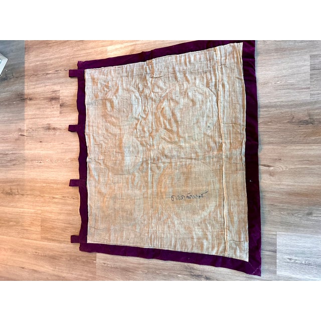 Vintage Burmese Kalaga Embroidered Tapestry With Five Figural Medallions, 40" X 37" For Sale - Image 18 of 18