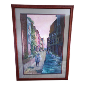 1994 C. Booth Farcus Large Signed Original Framed Watercolor Painting Americana