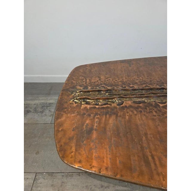 Large Coffee Table in Copper with Crystal Agathe Stone from Marc Dhaenens Bel, 1975 For Sale - Image 4 of 10