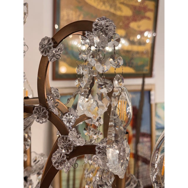 Restoration Hardware 19th C. Rococo Iron & Crystal Round Chandelier For Sale - Image 9 of 12