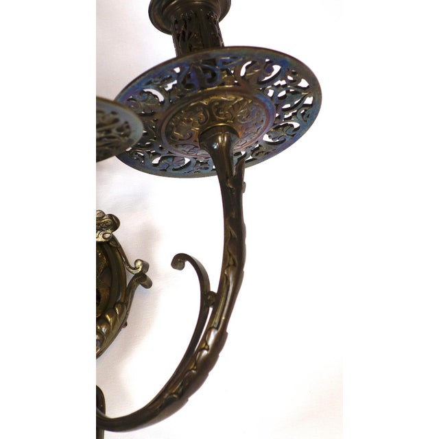 Metal Antique Art Nouveau Empire Bronze Wall Lamps from Unbekannt, 1920s, Set of 2 For Sale - Image 7 of 11