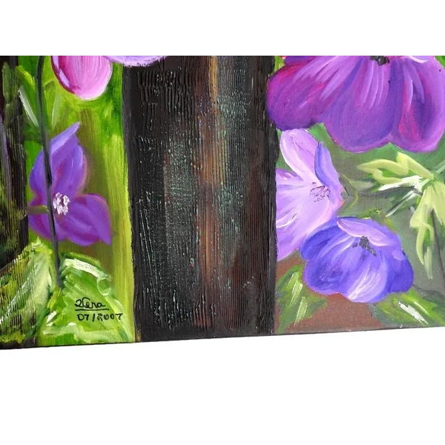 2000 - 2009 Contemporary Textured Floral Still Life Oil Painting Signed Vera For Sale - Image 5 of 9