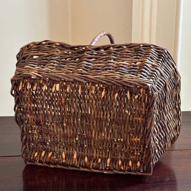 Wood Rustic Vintage Twig Basket For Sale - Image 7 of 12