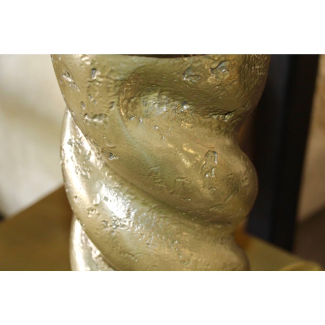 Early 20th Century Bronze Metal Coated Plaster Rope Lamps in the Style of Michael Taylor - a Pair For Sale - Image 4 of 12