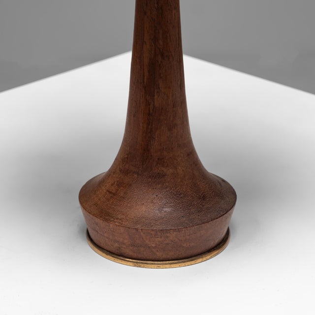 1960s Teak and Brass Table Lamp with Wavy Shade, Denmark, 1960s For Sale - Image 5 of 6