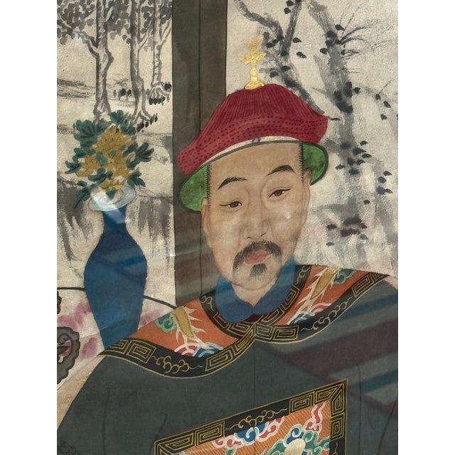 Late 19th Century Large Qing-Dynasty Double Ancestral Portrait China, late 19th C. Guangxu Period For Sale - Image 5 of 18