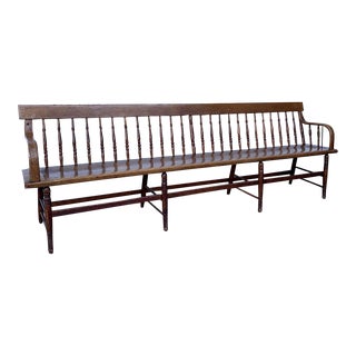 Vintage 8 Foot Long Twisted Spindle Wooden Farmhouse Style Bench Seat For Sale