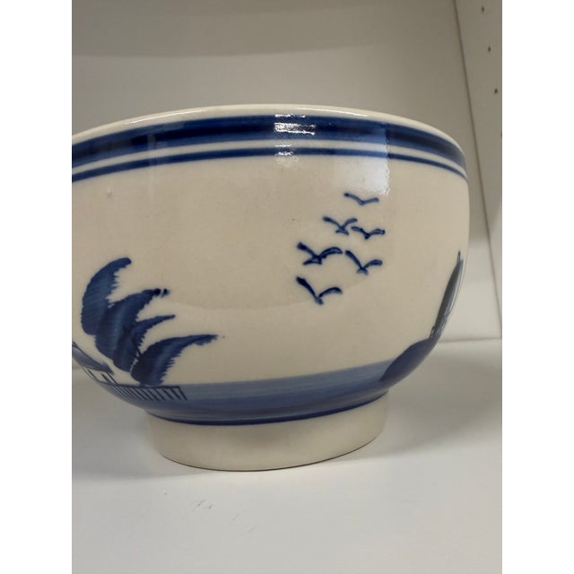 Mid 20th Century Vintage Delft Blue Scenic Bowl For Sale - Image 5 of 6