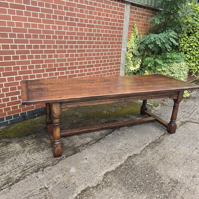 Oak Refectory Kitchen Farmhouse Dining Table, 1920s For Sale - Image 10 of 18