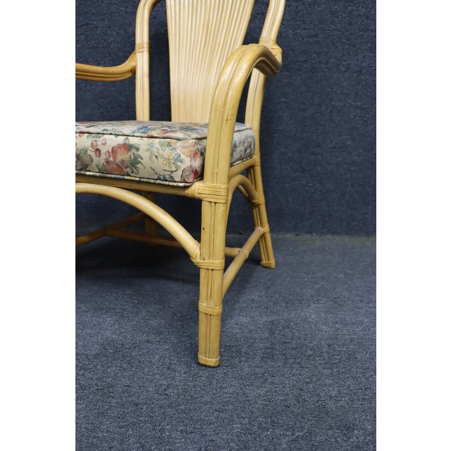 MCM Style Fan Back Bamboo & Rattan Armchairs – Set of 4 For Sale - Image 18 of 18