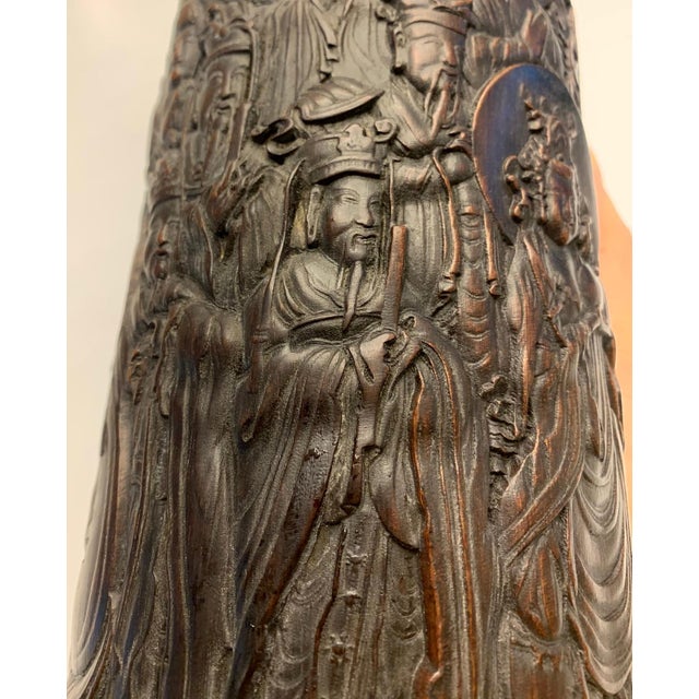 Chinese Finely Carved Chinese Brush Holder Pot For Sale - Image 3 of 16