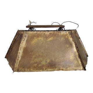 1970's Brutalist Torch Cut Brass Pendant Light For Sale