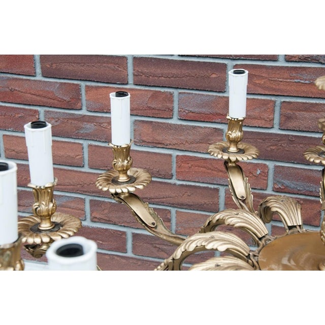 Large Mid 20th Century Brass Chandelier, Western Europe, 1950s For Sale - Image 6 of 8