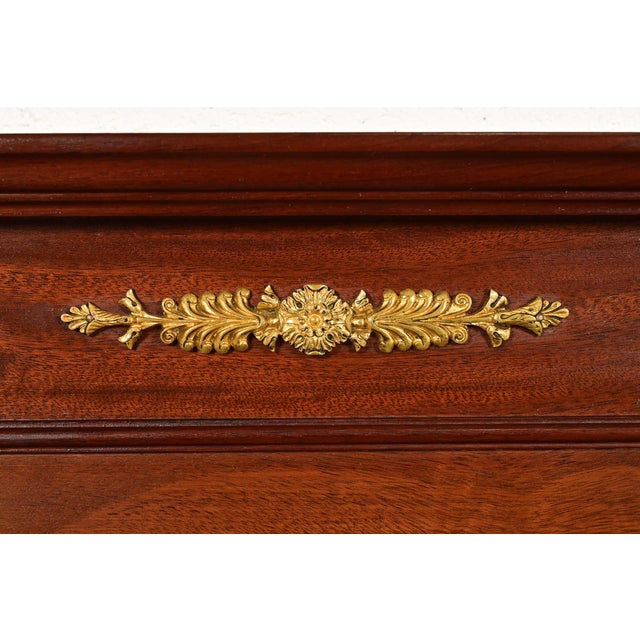 Jacob-Desmalter Style Antique French Empire Mahogany Twin Beds With Mounted Ormolu, Pair For Sale In South Bend - Image 6 of 11