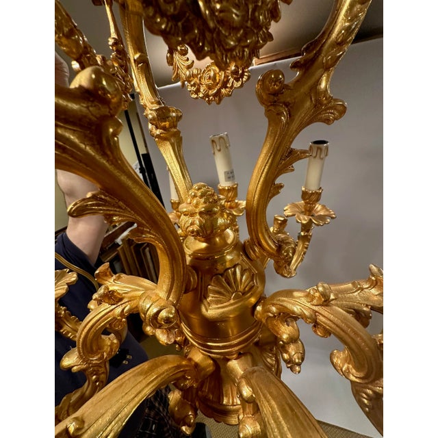 Large Bronze Dore 9 Arm Chandelier For Sale In Philadelphia - Image 6 of 11