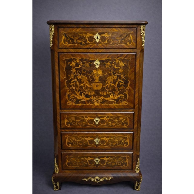 Purple 19th Century Secretary Desk in Marquetry of Fine Woods For Sale - Image 8 of 8