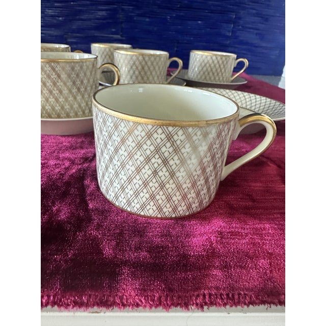 Fitz and Floyd 1970s Fitz and Floyd Coffee Cups and Matching Saucers, Dynasty, 6 Sets For Sale - Image 4 of 8