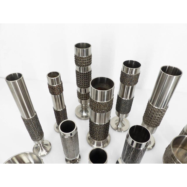 1970s Space Age Brutalist Steel Vases from BMF, Germany, 1970, Set of 13 For Sale - Image 5 of 10