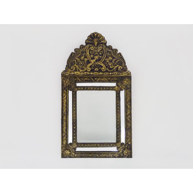 Victorian Style Mirror with Copper Beads Embossed on Wood, 1950s For Sale - Image 10 of 10