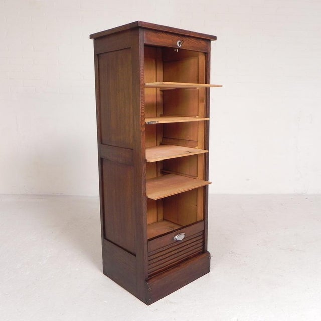 1930s Oak Roller Shutter Cabinet with Shutter, 1930s For Sale - Image 5 of 18