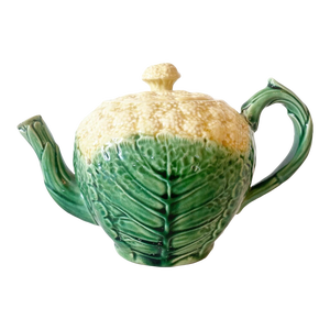 Antique Majolica Lettuce Ware Cauliflower Cabbage Teapot by Griffen, Smith & Hill Circa 1880