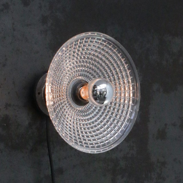 1950s Holophane Glass, Cast Iron, and Brass Wall Lamp For Sale - Image 5 of 7