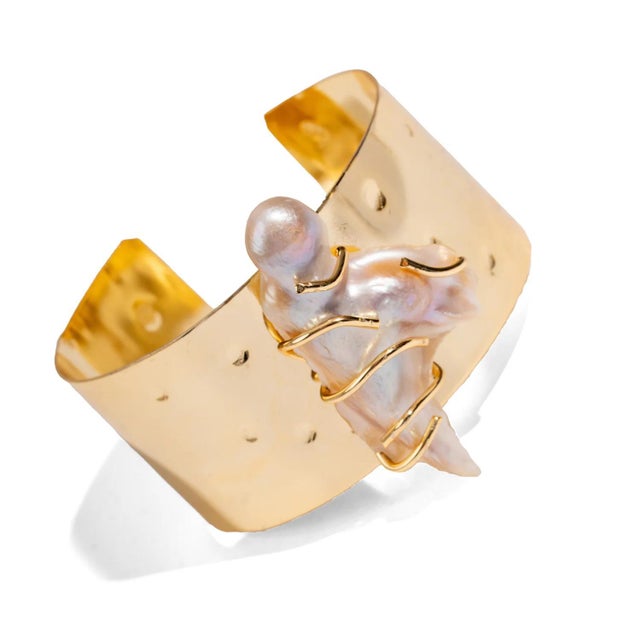 Bronze Divine Aura Baroque Pearl Cuff Bracelet For Sale - Image 8 of 11