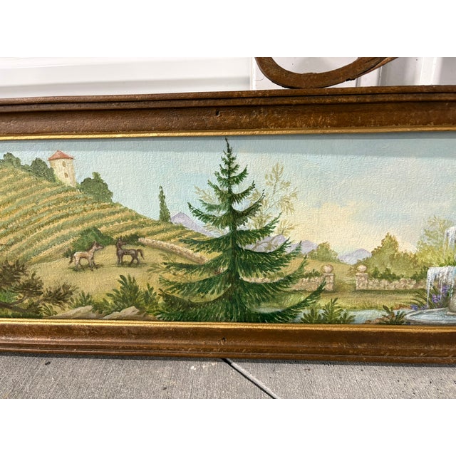 Metal French Decorative Wrought Iron Hanging Sign With a Modern Painting, 19th Century For Sale - Image 7 of 10