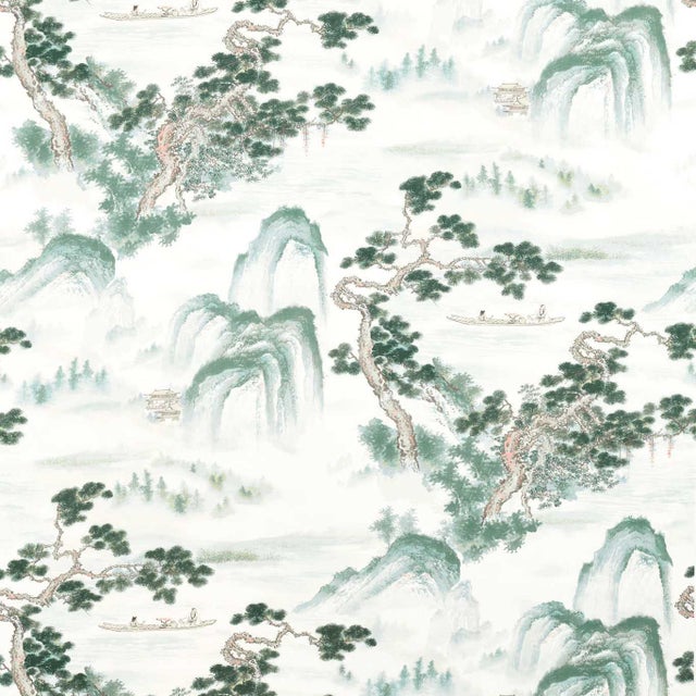 Zoffany Floating Mountains Fabric in Mineral For Sale